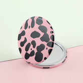1 PC Round PU Leather Makeup Mirror Pink Leopard Print Compact Portable Design Ideal For Precision Makeup Perfect Gift For Mother Daughter Sister Girlfriend Suitable For Home Office Travel And More